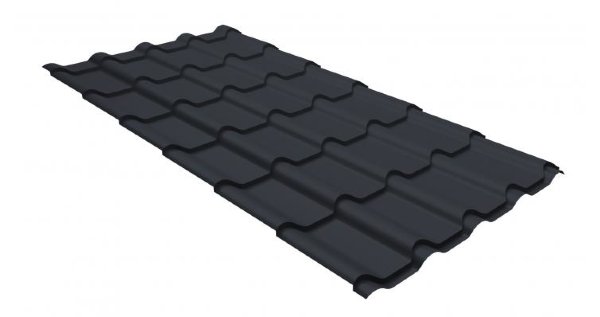 Металлочерепица камея GL 0,5 GreenCoat Pural RR 23 темно-серый (RAL 7024 мокрый асфальт) купить в Сарапуле