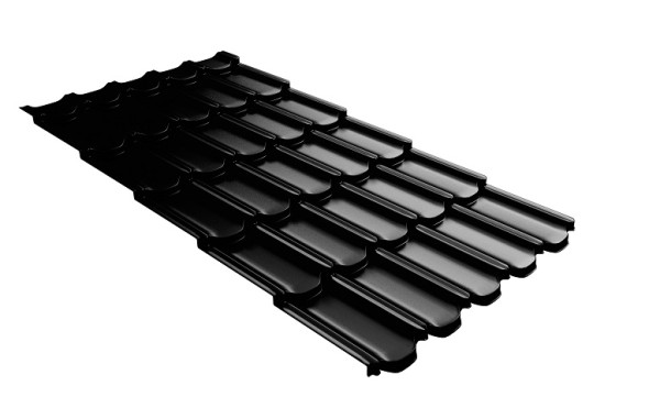 Металлочерепица квинта плюс с 3D резом 0,5 GreenСoat Pural Matt RR 33 черный (RAL 9005 черный) купить в Сарапуле
