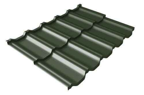 Металлочерепица модульная Квинта Uno Grand Line c 3D резом 0,5 GreenСoat Pural Matt RR 11 темно-зеленый (RAL 6020 хромовая зелень) купить в Сарапуле