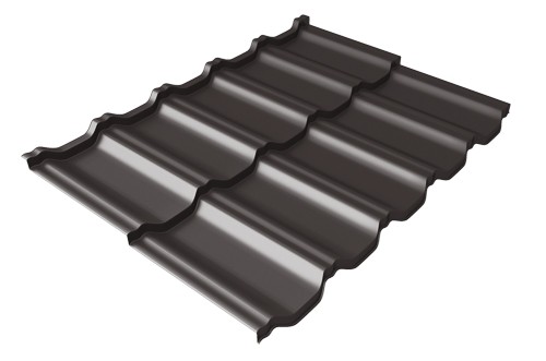 Металлочерепица модульная Квинта Uno Grand Line c 3D резом 0,5 GreenСoat Pural Matt RR 32 темно-коричневый (RAL 8019 серо-коричневый) купить в Сарапуле