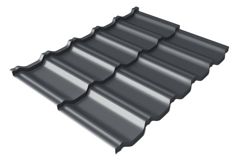 Металлочерепица модульная Квинта Uno Grand Line c 3D резом 0,45 Drap RAL 7024 мокрый асфальт купить в Сарапуле