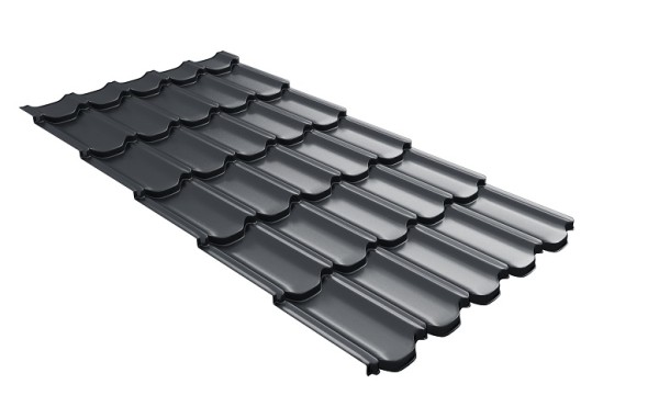 Металлочерепица квинта плюс с 3D резом 0,5 Satin RAL 7024 мокрый асфальт купить в Сарапуле