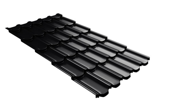 Металлочерепица квинта плюс с 3D резом 0,5 Satin Мatt RAL 9005 черный купить в Сарапуле